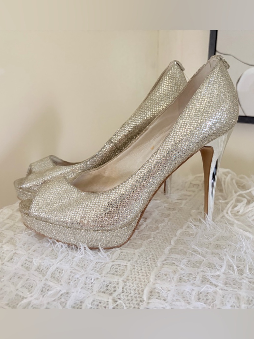 Michael Kors Sparkling Gold Platform Pumps - Women's Evening Heels